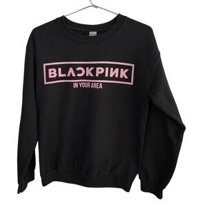 Black Pink In Your Area Tour Band Women's Black Crew Neck Sweatshirt Women’s S
